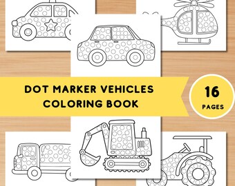 Vehicles Dot Marker Coloring Pages for Kids, Do a Dot Activity, Dot Marker Vehicles Coloring, Toddlers Dot Coloring, Fine Motor Activity