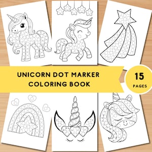 Unicorn Dot Marker Coloring Book, Printable Dot Marker Unicorn Cute Coloring Pages for Kids, Do a dot Activity, Toddlers Dot Coloring Pages