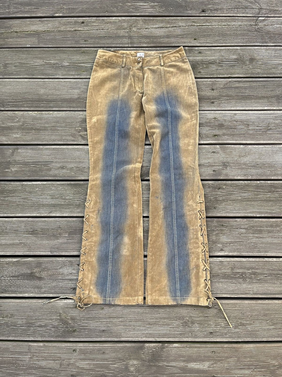 Vintage Stitched Khaki Suede Pants (S)