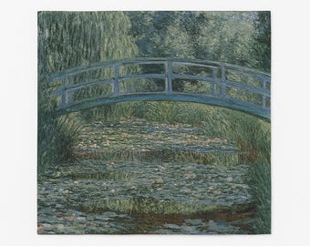 Monet Water Lily Bridge Tapestry: Impressionist Woven Wall Art
