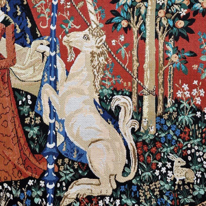 Wandkleed - Wandtapijt - Lady and the Unicorn - Dame en de Eenhoorn -Sense of Hearing - 120 x 85