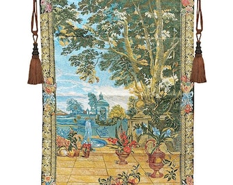 European Garden Tapestry: Vintage Courtyard Wall Art (39.4 x 57.1")