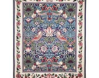 William Morris Strawberry Thief Tapestry: Arts & Crafts Cotton Woven Wall Art