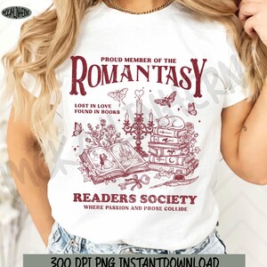 Romantasy Readers Society Png, Buchliebhaber Club Png, Romantasy Leser Geschenk, Dark Romance Png, Verloren in der Liebe, Gefunden in Büchern Png