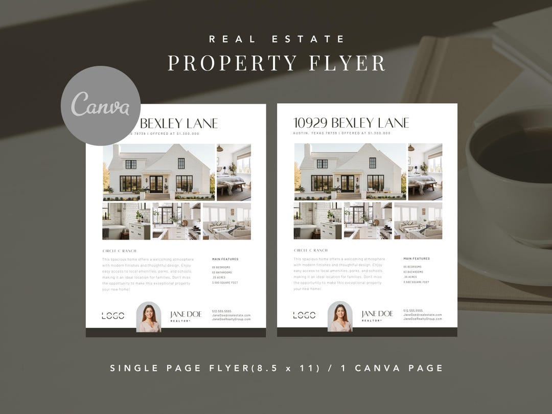 Modern Real Estate Flyer | Editable Luxury Property Marketing Template ...