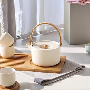 Cream Style Ceramic Tea Set, Simple Japanese Tea Set, Teapot With ...