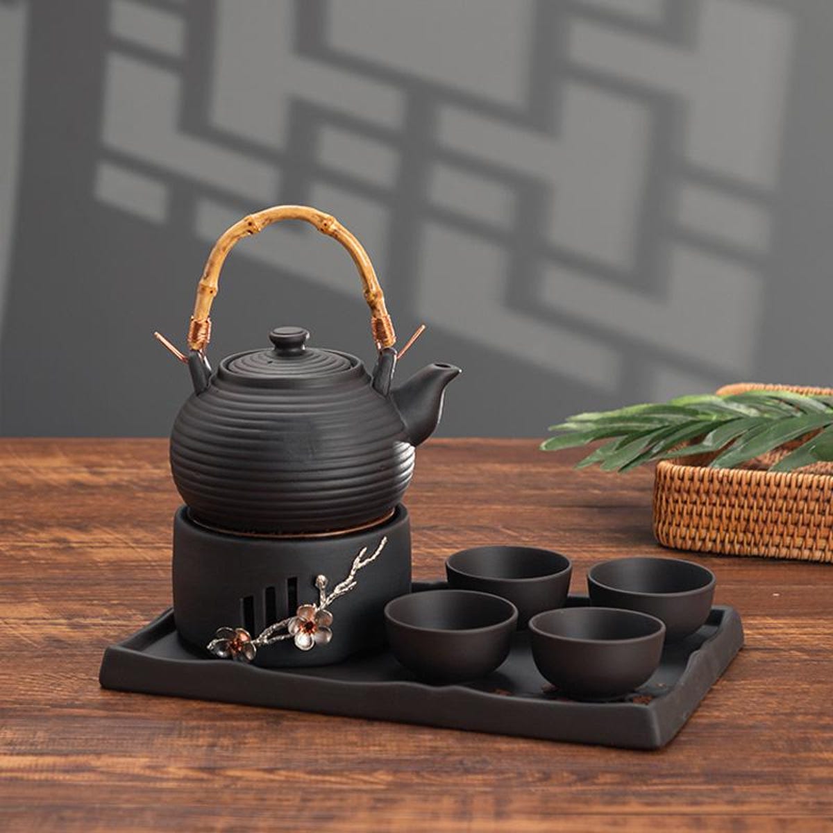 Plum Blossom Stove Ceramic Tea Set, Japanese Tea Set, Teapot Warmer, Vintage Kung Fu Tea Set, Candle Warmer, Teapot Tea Set, Christmas Gifts - Etsy