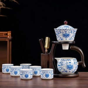 Retro Ceramic Tea Set, Automatic Tea Brewing Tool, Magnetic Kung Fu Tea Set, Teapot Set, Teapot Cup, Personalized Tea Set, Housewarming Gift