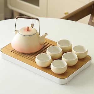 Gradient Ceramic Tea Set, Japanese Tea Set, Teapot With Infuser, Teapot Suitable For Use On Electric Stove,Teapot Cup Tray,Housewarming Gift
