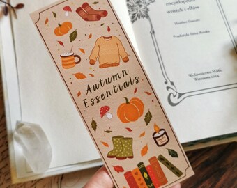 Autumn Essentials Bookmark, Pumpkin Cottagecore Book Accessory, Bookish Girle Gift