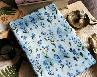 Cottagecore Booksleeve, Forget me not Book Cover, Spring Book Accessories, Book Lover Gift, Booksleeve for paperback and hardcover