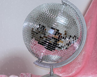 Disco Globe Mirrors Tiles Home Decor rotating