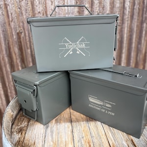 Personalized Ammo Box, Engraved 50 Cal Ammo Can, Christmas Gift for Him, Hunter Gift, Dad Gift, Military Storage Box, Husband Gift