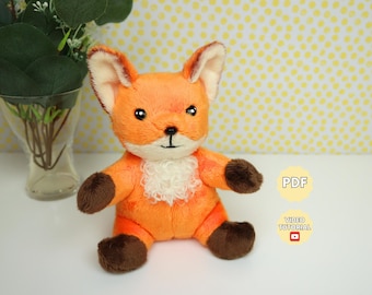 Modello di cucito di peluche di volpe Modello di animale di peluche Download digitale