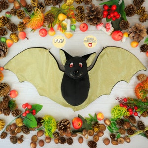 Bat Plush Sewing Pattern PDF Halloween Plush Digital Download Bat Stuffed Animal