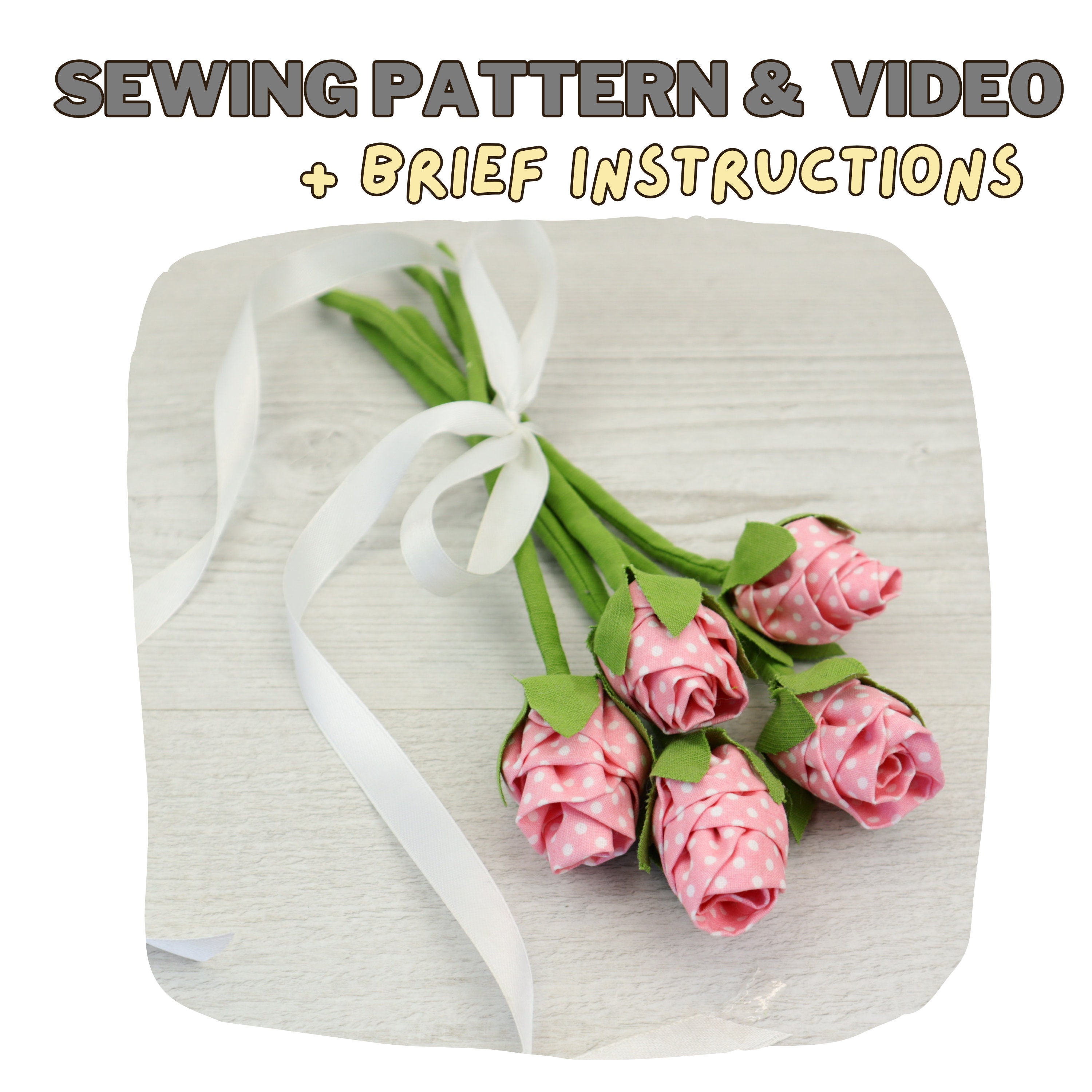 Flower Sewing Pattern Fabric Rose Easy DIY Do It Yourself Artificial ...