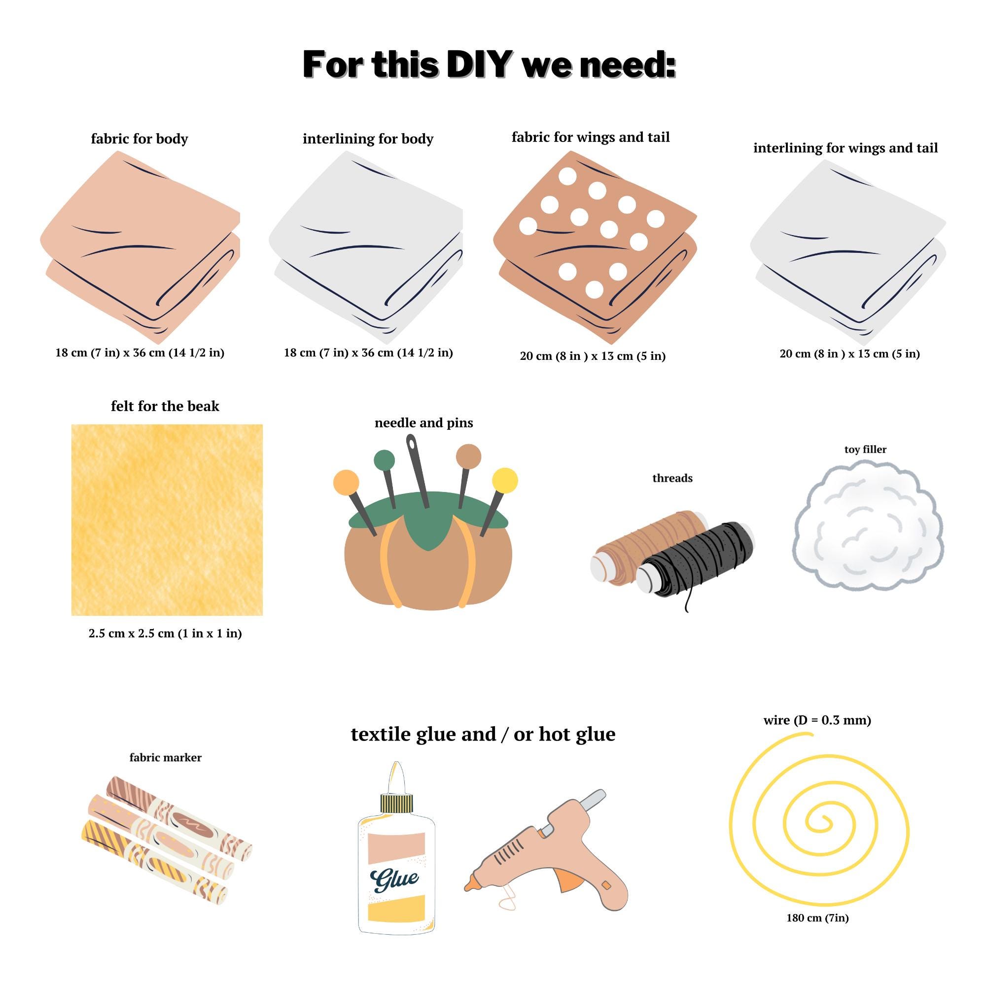 Bird Sewing Pattern Fabric Bird Ornament PDF Stuffed Bird Pattern ...