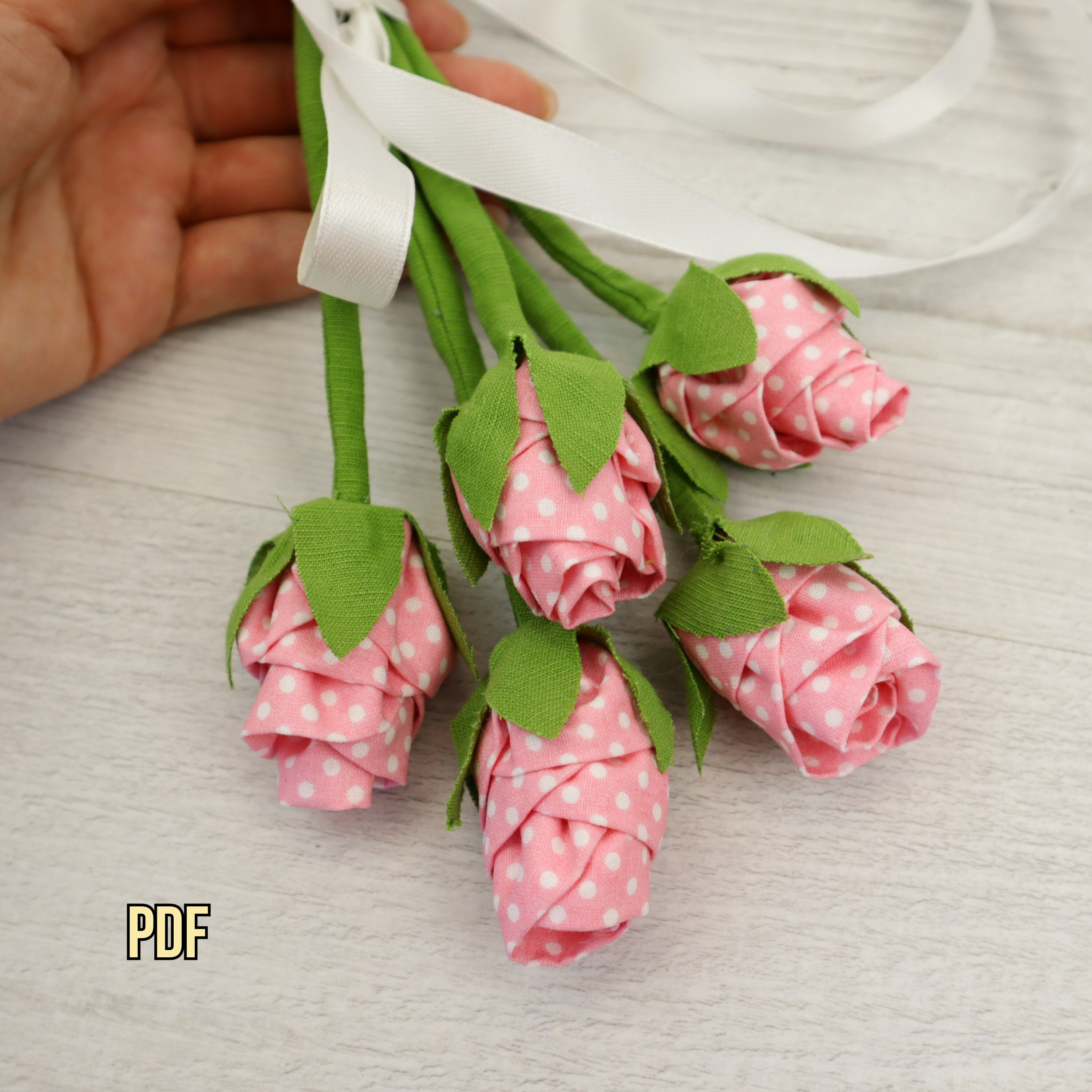 Flower Sewing Pattern Fabric Rose Easy DIY Do It Yourself Artificial ...