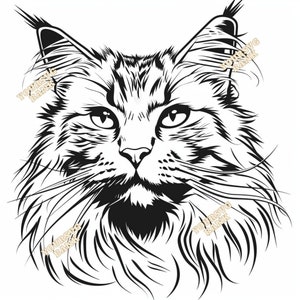 Gato Maine Coon SVG e PNG | Arte Digital para Artesanato e Projetos DIY