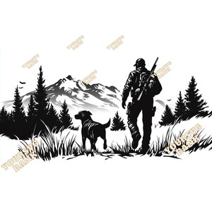 Bergjäger mit Hund SVG & PNG | Hochwertige digitale Datei für Lasergravur, Scrapbooking, Kleidungsdrucke und mehr
