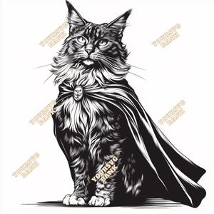 Clipart de super-héros Maine Coon Cat – Fichiers PNG et SVG de haute qualité
