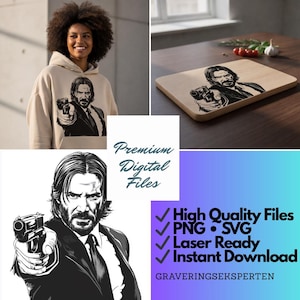 John Wick Fan Art: Keanu Reeves SVG & PNG Digital File