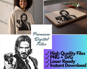 John Wick Fan Art: Keanu Reeves SVG & PNG Digital File