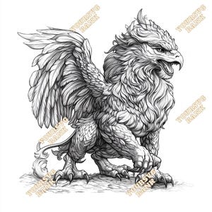 Mystical Griffin Digital Download - High-Quality SVG and PNG Files | Magical Beast Vector Art for DIY Projects, Print, & Craft | Fantasy