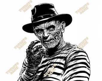 Freddy Krueger Fan Art: Horrorfilm SVG & PNG (Digitale Datei)