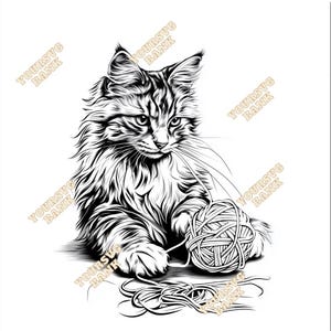 Ensemble d'art numérique Maine Coon Cat majestueux - Fichiers PNG et SVG de haute qualité | Clipart beau chat pour travaux manuels, décoration et projet de bricolage | Télécharger