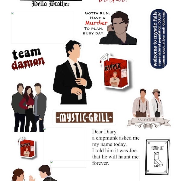 Vampire Diaries Sticker Pack, Vampire Diaries Merch, Vampire Diaries Geschenke, TVD Fans Geschenke, Geschenke, TV-Show, TV-Süchtiger,