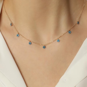 14K Gold Turquoise Necklace, 14K Gold Necklace, December Birthstone, Gold Turquoise Neckace, Turquoise Necklace, Turquoise Gemstone Necklace