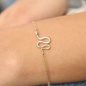 14K Gold Snake Bracelet, Snake Gold Bracelet, Lucky Snake Bracelet, Serpent Bracelet. Animal Bracelet, Snake Bracelet,14K Gold Bracelet.