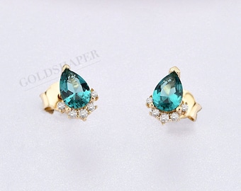 14K Gold Smaragd Ohrringe, Smaragd Gold Ohrringe, Smaragd Ohrstecker, Smaragd Ohrringe, Edelstein Gold Ohrringe, Mai Birthstone Ohrringe.