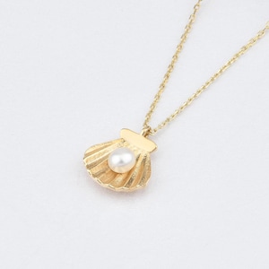 14K Gold Shell Necklace With Pearl, Gold Shell Necklace, Sea Shell  Necklace, Sea Necklace, Pearl Necklace, 14K Gold Necklace.