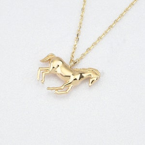 14K Gold Horse Necklace, Gold Horse Necklace, Horse Charm Necklace, Horse Gold Pendant, 14K Gold Necklace, Horse Gold Necklace, 14K Gold .