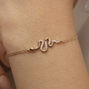 14K Gold Snake Bracelet, Snake Gold Bracelet, Lucky Snake Bracelet, Serpent Bracelet. Animal Bracelet, Snake Bracelet,14K Gold Bracelet.