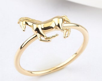14K Gold Horse Ring, Gold Horse Ring, Horse Ring, Horse Shape Ring, Animal Ring, Riding Ring, Equstrian Ring, 14K Gold Ring, 14K Gold Horse.