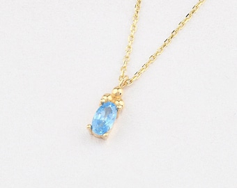14K Gold Aquamarine Necklace, Gold Aquamarine Necklace, Aquamarine Necklace, Aquamarine Gold Pendant, Gemstone Necklace, Aquamarine Stone.