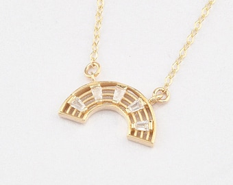 14K Gold Rainbow Necklace, Gold Rainbow Necklace, Rainbow Charm Necklace, Love  Necklace, Rain Necklace, 14K Gold Necklace.