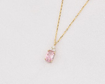 14K Gold Morganite Necklace, 14K Gold Necklace, November Birthstone, Gold Morganite Neckace, Morganite Necklace, Morganite Gemstone Necklace