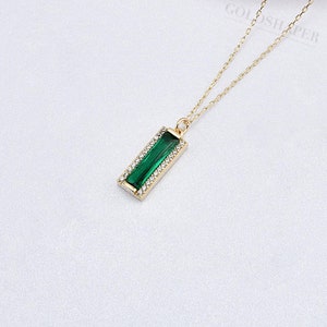 14K ゴールド エメラルド ネックレス、エメラルド ネックレス 