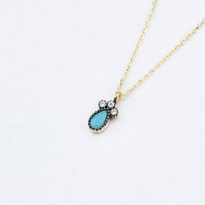 14K Gold Turquoise Necklace, 14K Gold Necklace, December Birthstone, Gold Turquoise Neckace, Turquoise Necklace, Turquoise Gemstone Necklace
