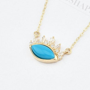 14K Gold Turquoise Necklace, 14K Gold Necklace, December Birthstone, Gold Turquoise Neckace, Turquoise Necklace, Turquoise Gemstone Necklace