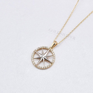 14K Gold North Star Necklace, Gold North Star Necklace, North Star Charm Necklace, Star Necklace, Calestial Necklace, 14K Gold Necklace.