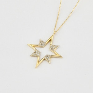 14K Gold North Star Necklace, Gold North Star Necklace, North Star Charm Necklace, Star Necklace, Calestial Necklace, 14K Gold Necklace.