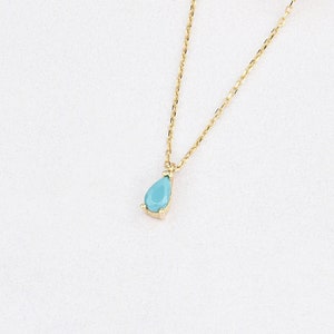 14K Gold Turquoise Necklace, 14K Gold Necklace, December Birthstone, Gold Turquoise Neckace, Turquoise Necklace, Turquoise Gemstone Necklace