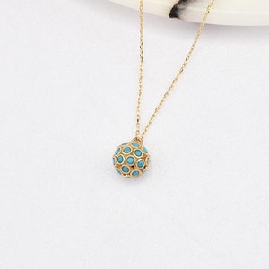 14K Gold Turquoise Necklace, 14K Gold Necklace, December Birthstone, Gold Turquoise Neckace, Turquoise Necklace, Turquoise Gemstone Necklace