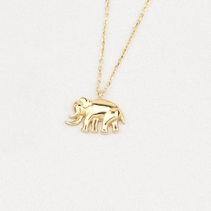 14K Gold Elephant Necklace, Gold Elephant Necklace, Elephant Charm Necklace, Elephant Gold Pendant, 14K Gold Necklace, Animal Necklace.