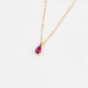 14K Gold Ruby Necklace, 14k Solid Gold Necklace, September Birthstone, Gold Ruby Neckace, Ruby Necklace, Ruby Gemstone Necklace, 14K Gold.